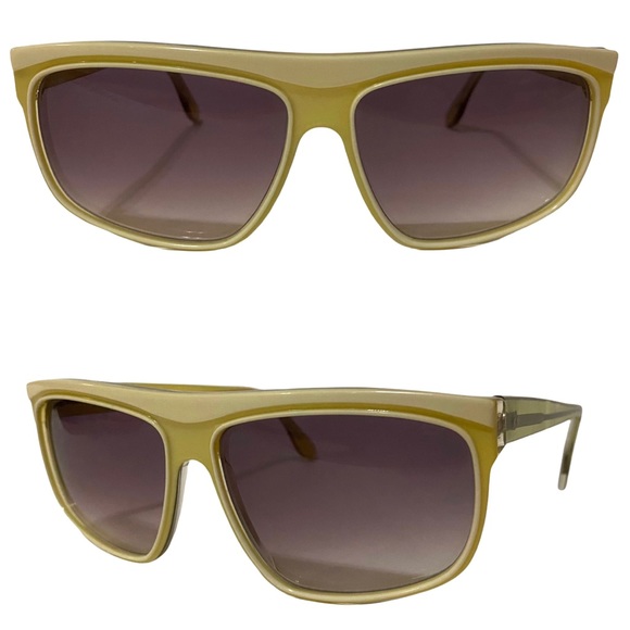 1980’s Yellow & White Angular Oversized Sunglasses, Deadstock - Picture 1 of 3
